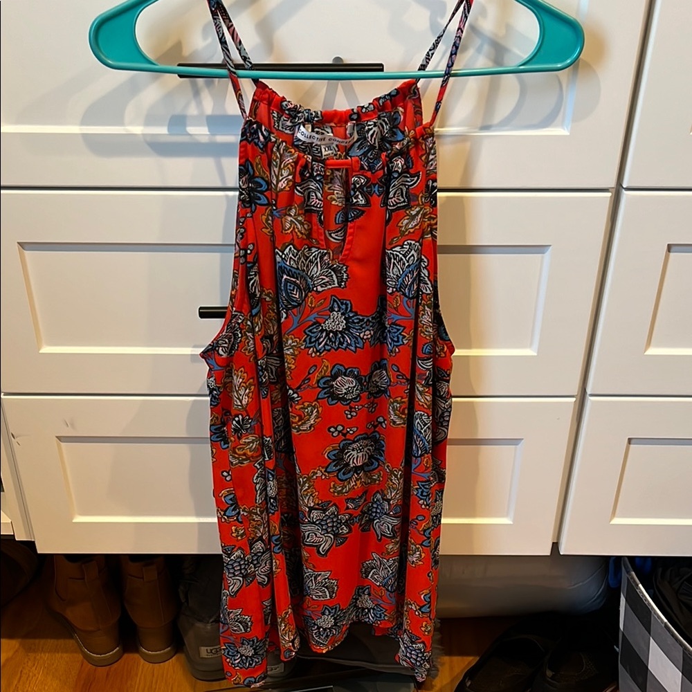 Floral Red Sleeveless Top